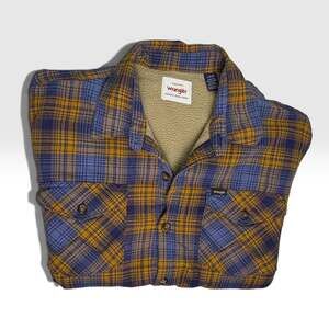 Wrangler Sherpa Lined Plaid Workwear Western Style Shacket Mens Size L